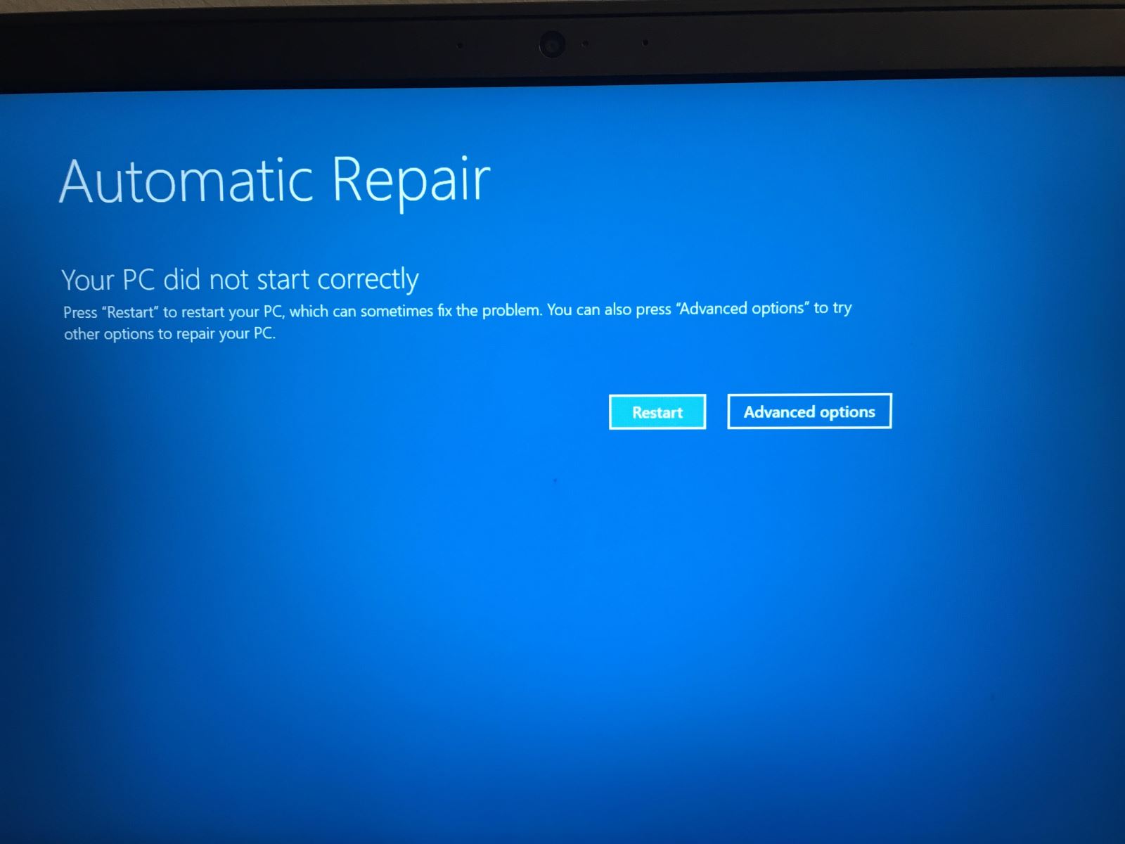 windows preparing automatic repair after blue screen crash