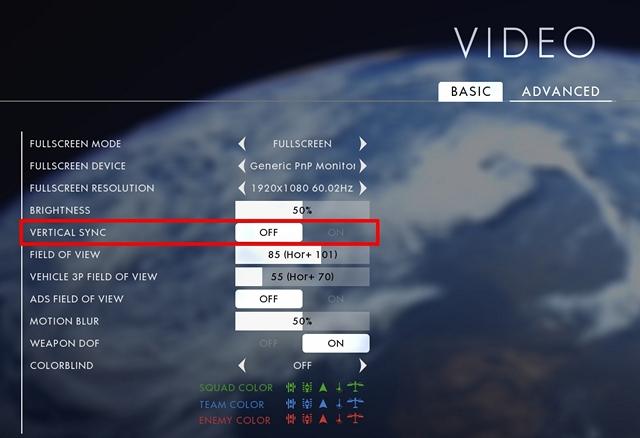 enable vsync to fix screen tearing in graphics settings