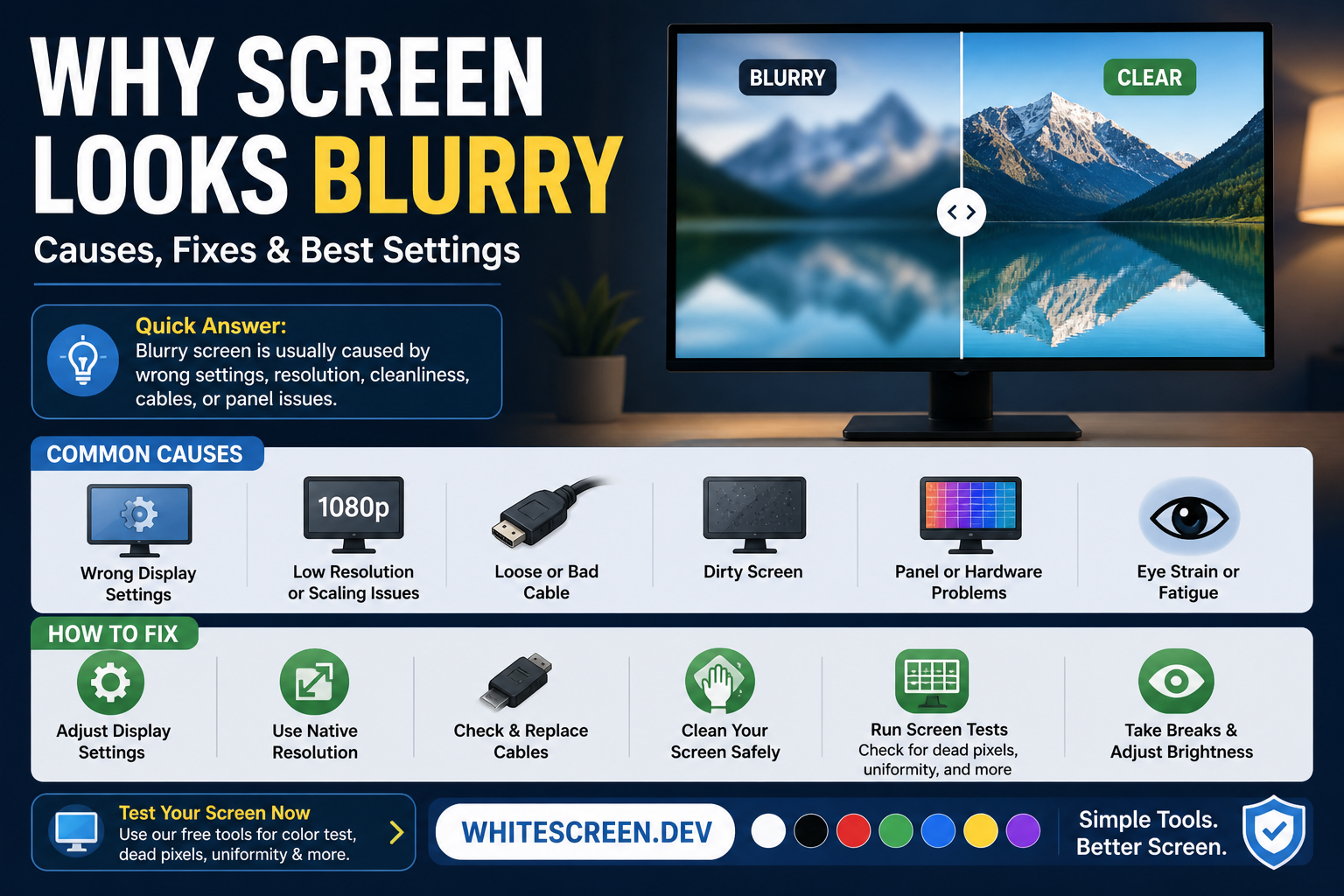 Blurry vs sharp screen comparison showing clarity differences on display
