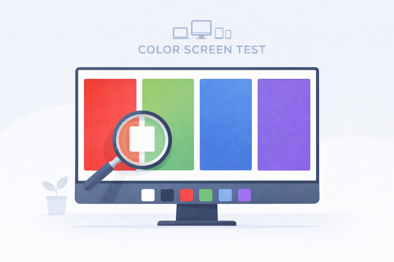 monitor color screen test showing red green blue and purple backgrounds